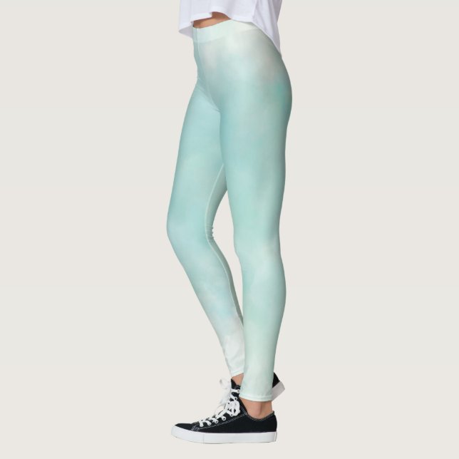 Mint Aqua Gefärbte Krawatte Leggings (Links)
