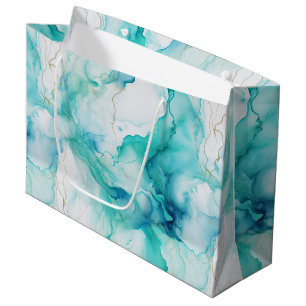Mint Aqua Gold Tinte Marmor Große Geschenktüte