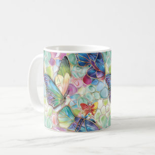 Mint Aqua Lila rosa Schmetterlinge Kaffeetasse