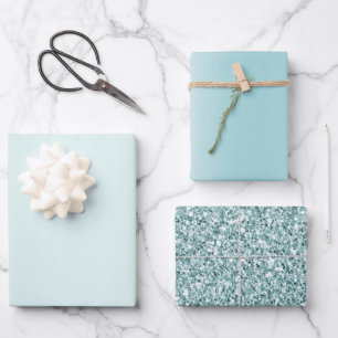 Mint Aqua Ombre Glitz      Geschenkpapier Set