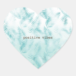 Mint Aqua Ombre Tropical Blätter Herz-Aufkleber
