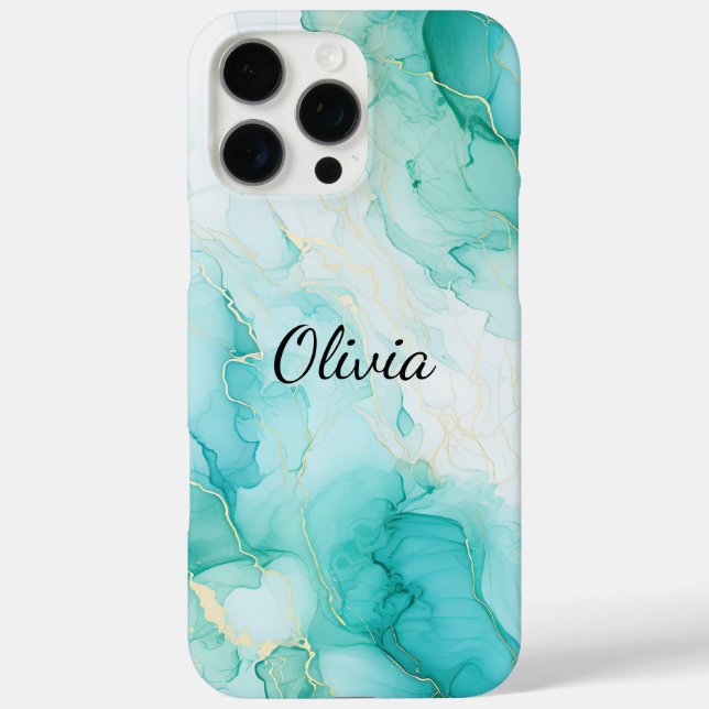 Mint Aqua Pearl Gold Marmor Case-Mate iPhone Hülle (Rückseite)