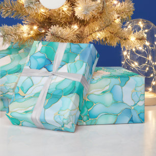 Mint Aqua Pearl Gold Marmor Geschenkpapier