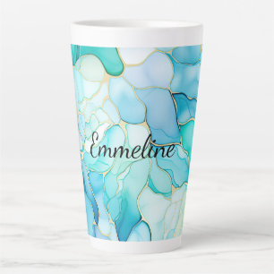 Mint Aqua Pearl Gold Marmor Milchtasse