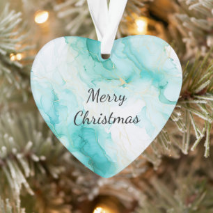 Mint Aqua Pearl Gold Marmor Ornament