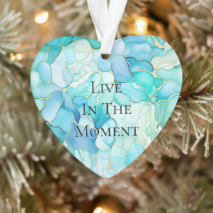 Mint Aqua Pearl Gold Marmor Ornament