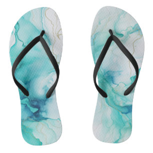 Mint Aqua Tinte Marmor Flip Flops