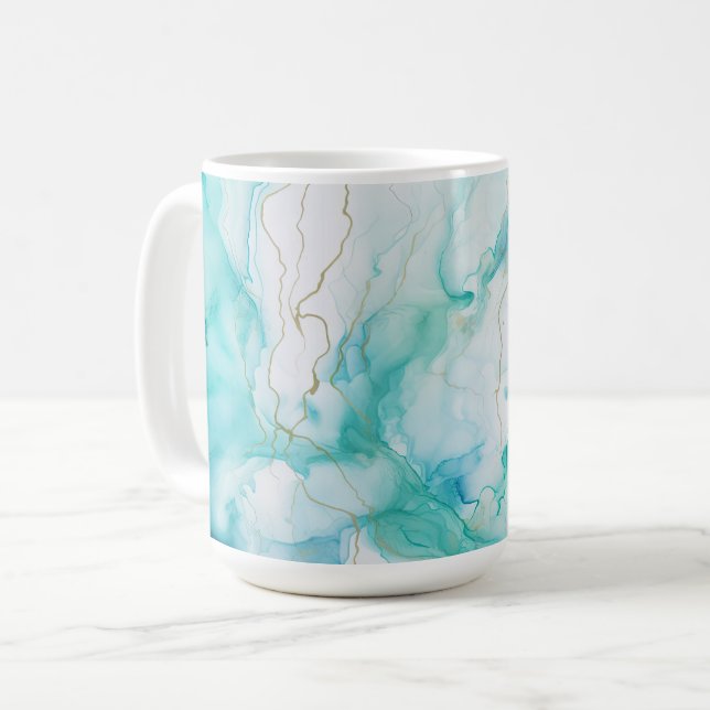 Mint Aqua Tinte Marmor Kaffeetasse (Vorderseite Links)