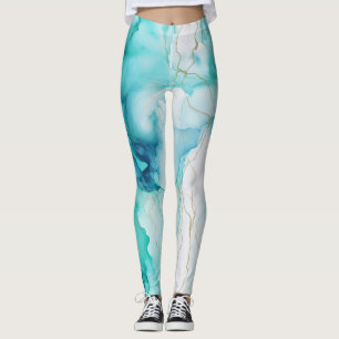 Mint Aqua Tinte Marmor Leggings