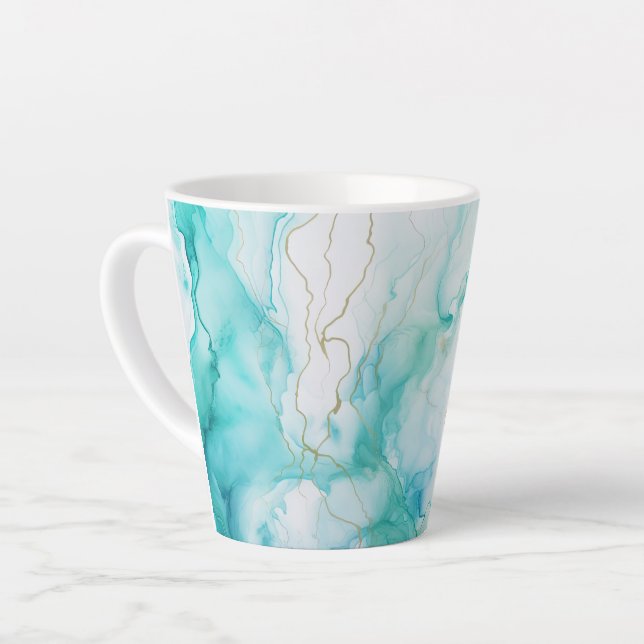 Mint Aqua Tinte Marmor Milchtasse (Linke Ecke)