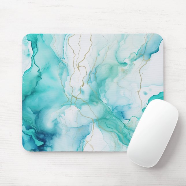 Mint Aqua Tinte Marmor Mousepad (Mit Mouse)