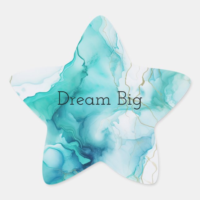 Mint Aqua Tinte Marmor Stern-Aufkleber (Vorderseite)