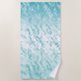 Mint Aqua White Tropical Blätter Strandtuch