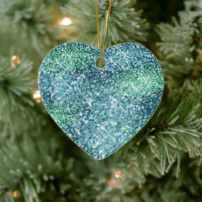 Mint Aquamarin Aqua Sparkle Mermaid Glitzer Keramik Ornament (Baum)