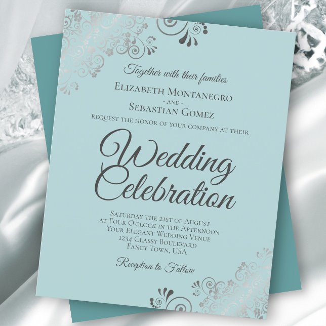 Mint & Aquamarin Frilly BUDGET Einladung zur Hochz (Von Creator hochgeladen)