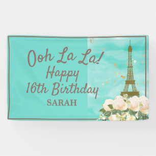 Mint Aquamarin Gold Sweet 16 Paris Eiffelturm Banner