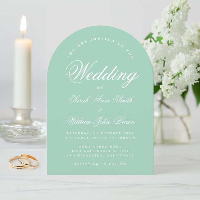 Mint Arch Simple Calligraphy Modern Green Wedding Einladung (Von Creator hochgeladen)