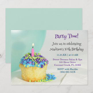 Mint Balloon blue cupcake Geburtstagseinladung Einladung