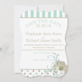 MINT BISQUE DOTS STRIPEN Save the Date Einladung