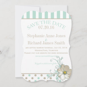 MINT BISQUE DOTS STRIPEN Save the Date Einladung