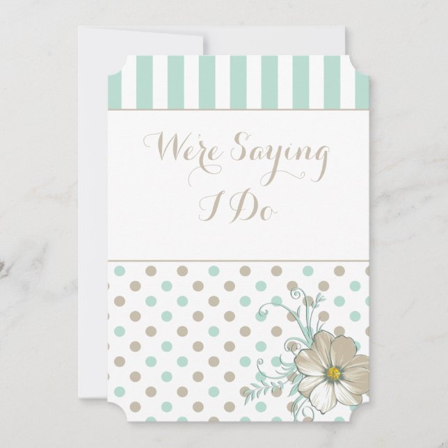 MINT BISQUE DOTS STRIPES Einladung Hochzeit (Vorderseite)