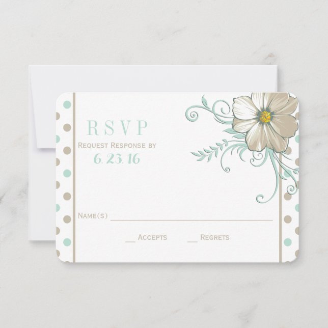 MINT BISQUE DOTS STRIPES Response Card RSVP Karte (Vorderseite)