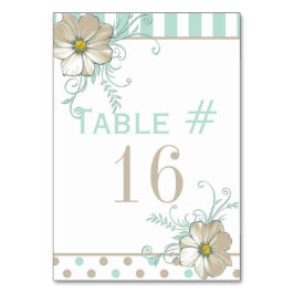 MINT BISQUE DOTS STRIPES Table Card Tischnummer