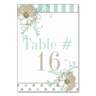 MINT BISQUE DOTS STRIPES Table Card Tischnummer