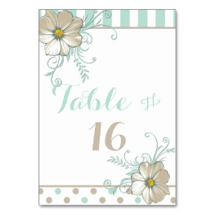 MINT BISQUE DOTS STRIPES Table Card Tischnummer
