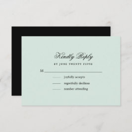 Mint | Black Elegant Minimalistisch Wedding RSVP C