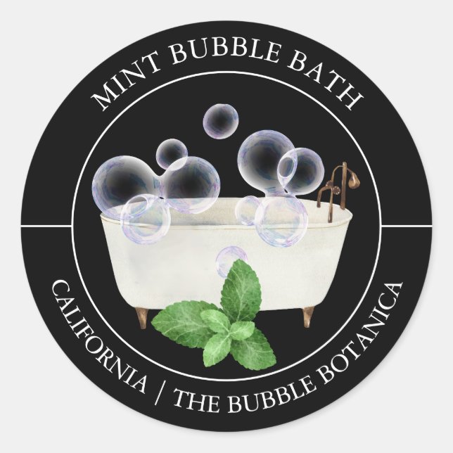 Mint-Blase-Bath-Etikett Runder Aufkleber (Vorderseite)