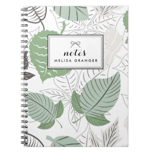 Mint-Blätter Muster Personalisiertes Notebook Notizblock