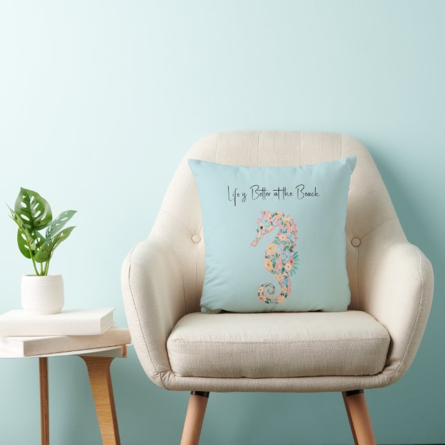 Mint Blau Grün Rosa Seepferdchen Geburtstag   Kissen (Stuhl )