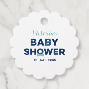 Mint Blau & Navy Moderne Babyparty Danksagung Geschenkanhänger