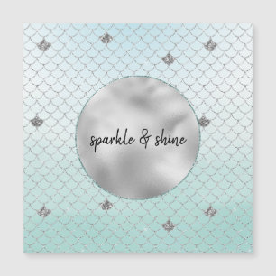 Mint Blue Ombre Silver Glitzer Mermaid Magnetkarte