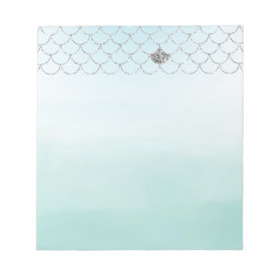 Mint Blue Ombre Silver Glitzer Mermaid Notizblock