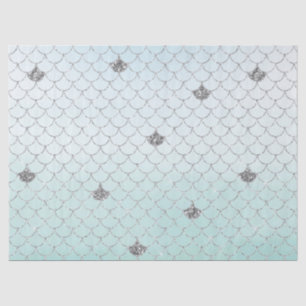 Mint Blue Ombre Silver Glitzer Mermaid Sparkle Seidenpapier