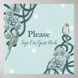 Mint Blue Pine Green Succulents Poster