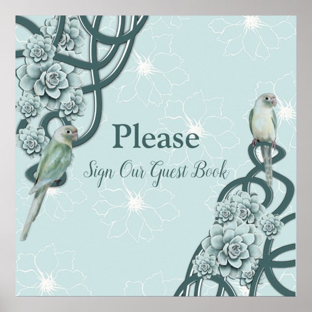 Mint Blue Pine Green Succulents Poster (Vorne)