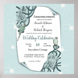 Mint Blue Pine Green Succulents Poster