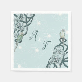 Mint Blue Pine Green Succulents Serviette