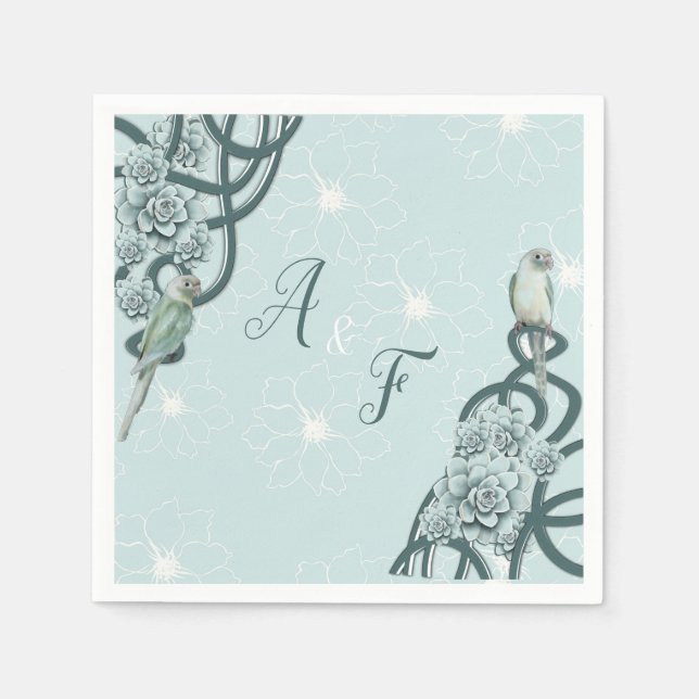 Mint Blue Pine Green Succulents Serviette (Vorderseite)