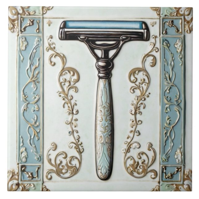 Mint Blue Shave Razor Shaver Funny Bad Fliese (Vorderseite)