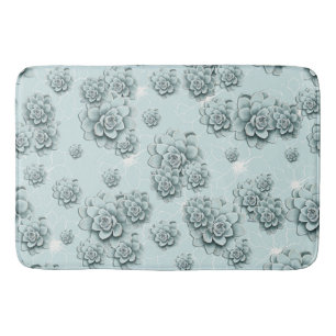 Mint Blue Succulents auf schlichtem Muster Wiederh Badematte