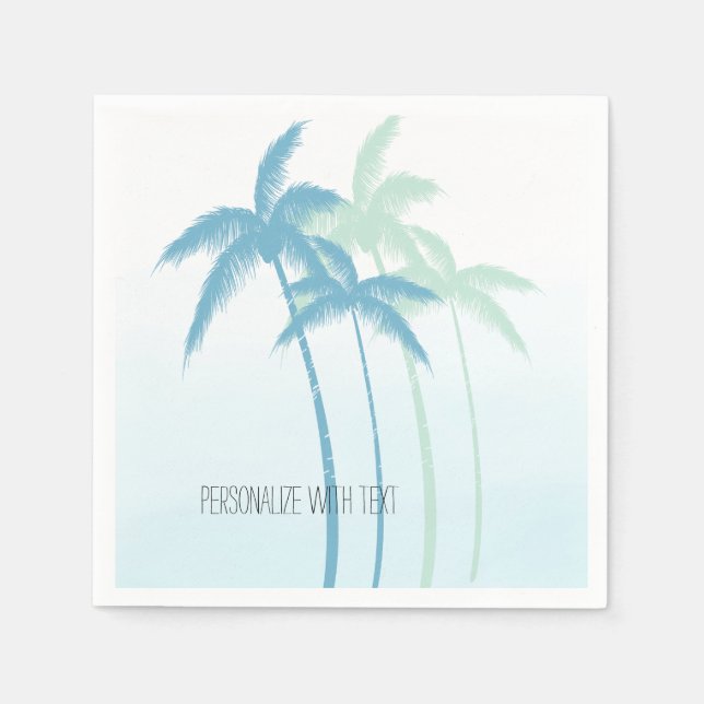 Mint Blue Tropical Palm Trees Ombre Serviette (Vorderseite)