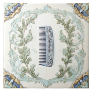 Mint Blue & White Hair Comb Funny Salon Badezimmer Fliese