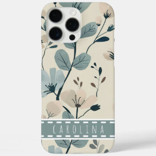 Mint Blume iPhone 16 Fall, Personalisiert Name Fal Pro Max Hülle