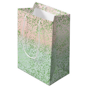 Mint Blush Pink Aquarell Confetti Punkte Mittlere Geschenktüte