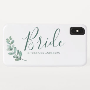 Mint Botanical Elegant Bride Monogram Case-Mate iPhone Hülle