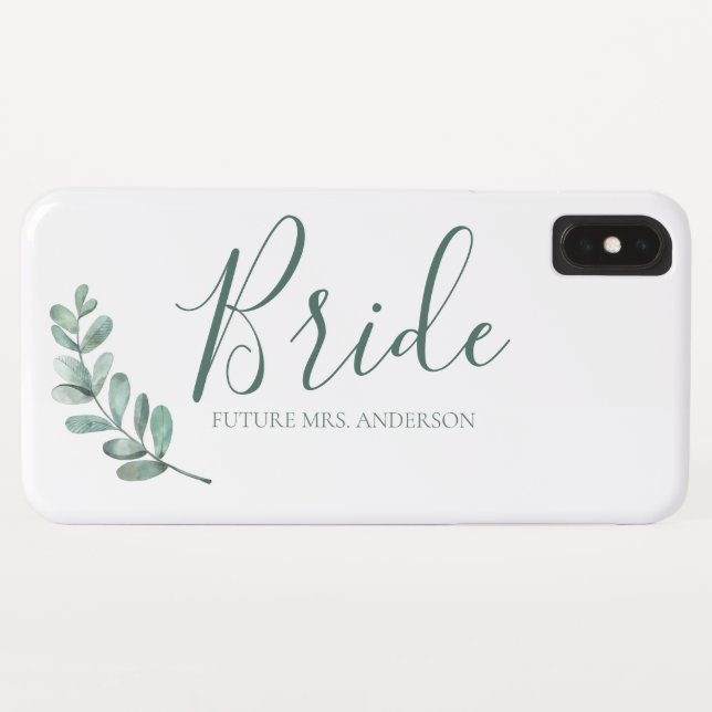 Mint Botanical Elegant Bride Monogram Case-Mate iPhone Hülle (Rückseite (Horizontal))
